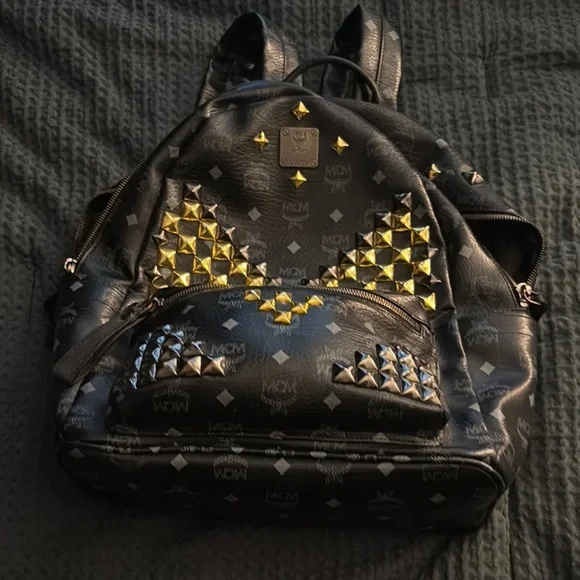 MCM | Bags | Mcm Black Backpack With Gold Accents | Poshmark display picture 1